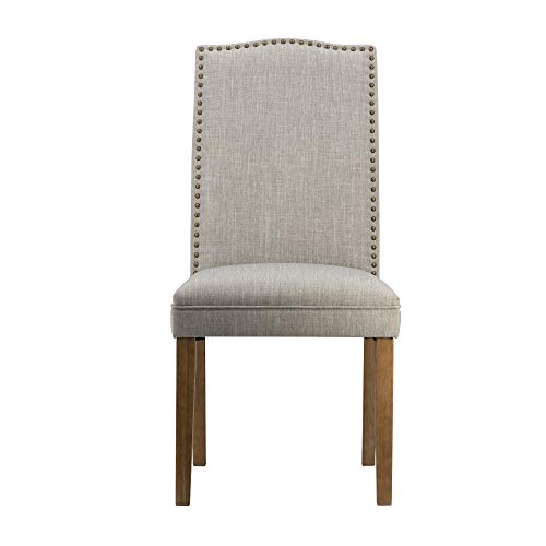 A&B Home Furniture Dining Chairs Urban Style with Nailhead Trim for Dining Room Kitchen Living Room Set of 2 Smoky Gray