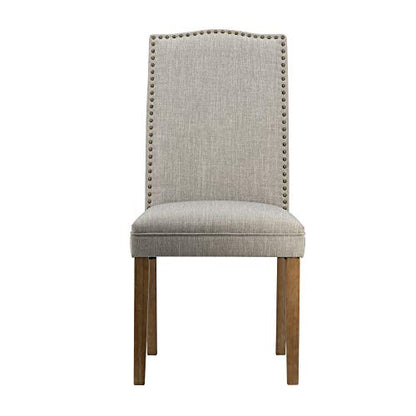 A&B Home Furniture Dining Chairs Urban Style with Nailhead Trim for Dining Room Kitchen Living Room Set of 2 Smoky Gray