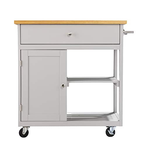 Rolling Kitchen Island with Storage - Transitional Design, Gray Finish - Ideal for Kitchen, Dining Room (KA1125734)