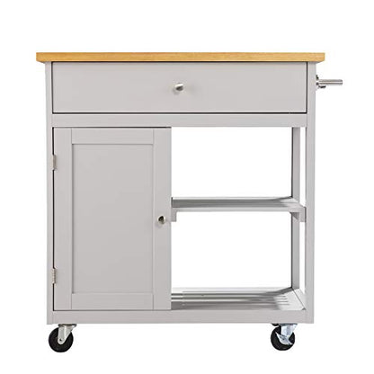 Rolling Kitchen Island with Storage - Transitional Design, Gray Finish - Ideal for Kitchen, Dining Room (KA1125734)