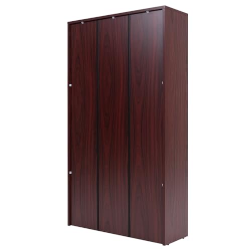 60" Tall Bookcase, 5-Tier Wood Bookshelf with Adjustable Shelves, Free-Standing Display Storage Rack for Home Office Living Room, Mahogany