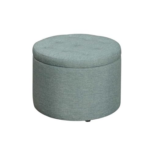 Designs4Comfort Round Shoe Ottoman, Green Faux Linen