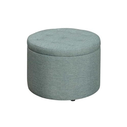 Designs4Comfort Round Shoe Ottoman, Green Faux Linen