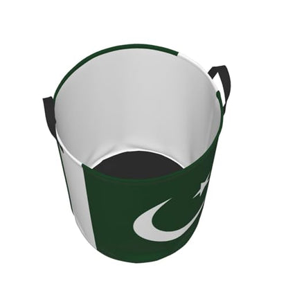 Pakistan flag print circular laundry hamper, view 6