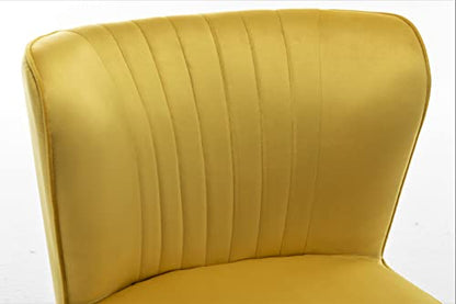 Modern Velvet Accent Chair for Living Room, Bedroom, or Entryway, Stylish and Comfortable Armless Design with Metal Legs, Yellow