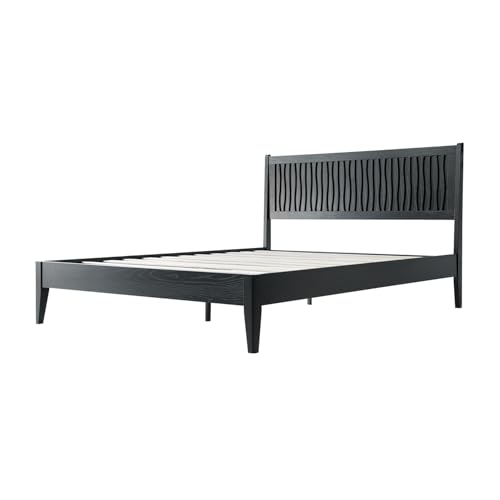 King Size Platform Bed Frame, Solid Wood Bed with Headboard & Footboard, view 7