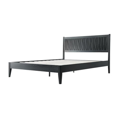 King Size Platform Bed Frame, Solid Wood Bed with Headboard & Footboard, view 7