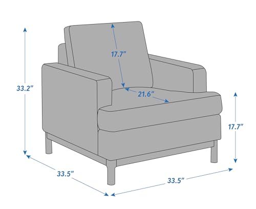 Oversized Accent Chair, Mid Century Modern Upholstered Armchair for Living Room, Comfy Chair for Bedroom Reading Chair, Single Sofa for Small Space with Rubberwood Base