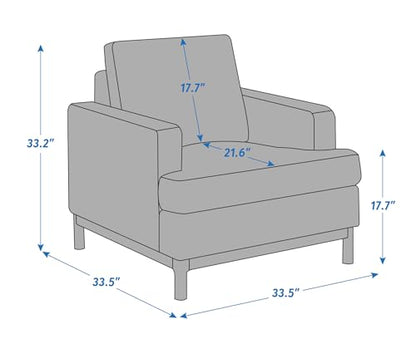 Oversized Accent Chair, Mid Century Modern Upholstered Armchair for Living Room, Comfy Chair for Bedroom Reading Chair, Single Sofa for Small Space with Rubberwood Base
