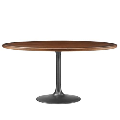 Lippa Pedestal 60Inch Round Dining Table Solid Wood Black Walnut Finish Modern Kitchen Room Entertaining Home Furniture Quality Stylish Elegant Durable Refined
