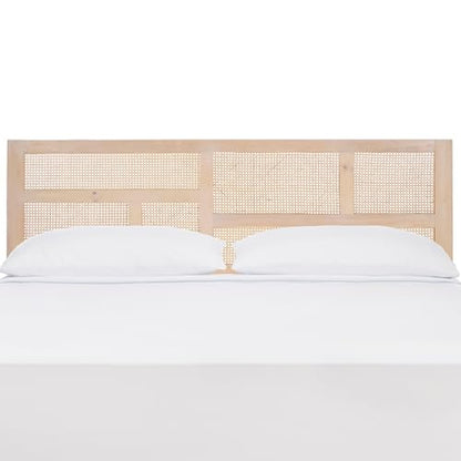 SAFAVIEH Furniture - Nariely King Headboard - White Washed - Rattan & Solid Wood - Handwoven Cane Design for Bedroom & Guest Room, 77.4" W x 2" D x 47.2" H (HBD8006B-K)