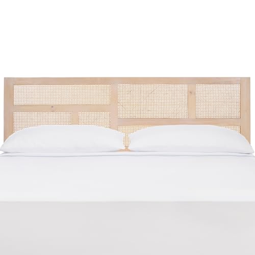 SAFAVIEH Furniture, Nariely King Headboard, White Washed, Rattan & Solid Wood, view 2
