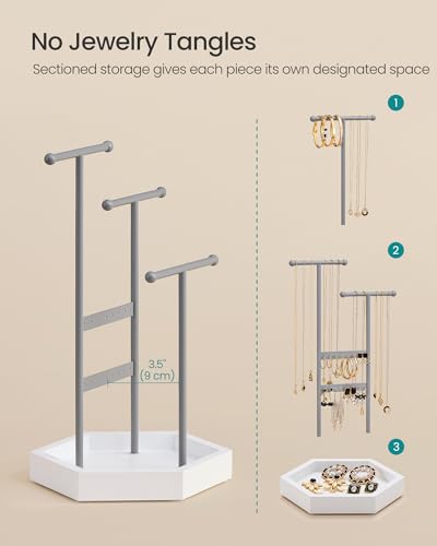 Jewelry Holder for Rings, 3 Tiers and 1 Tray, Metal Frame, view 6