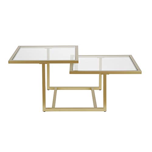 43" Wide Square Coffee Table in Brass, Modern coffee tables for living room, studio apartment essentials