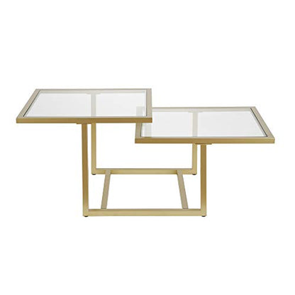 43" Wide Square Coffee Table in Brass, Modern coffee tables for living room, studio apartment essentials