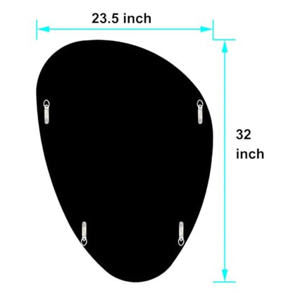 Modern Irregular Shaped Wall Mirror – 32x23.5 Inch Decorative Oval Diamond Decor Mirror for Living Room, Bedroom, Bathroom, Entryway