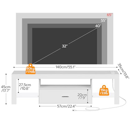 LED TV Stand with Power Outlets to 65 inch TV, view 5