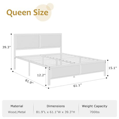 Queen Size Bed Frame with Headboard, view 3