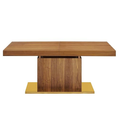 Vector Expandable Dining Table Gold Accent Legs Solid Wood Walnut Finish Modern Kitchen Room Entertaining Home Furniture Quality Stylish Elegant Durable Refined
