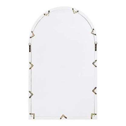 Boldmere Rustic Windowpane Arch Mirror, 28 x 44, Rustic White, Farmhouse Window Mirror for Wall