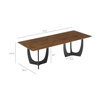 Wrenly 94Inch Dining Table Solid Wood Walnut Finish Modern Kitchen Room Entertaining Home Furniture Quality Stylish Elegant Durable Refined Versatile Contemporary