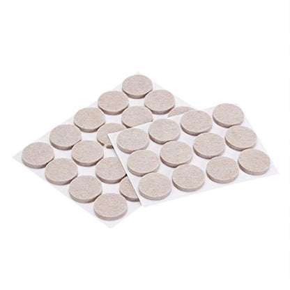 Round Self Adhesive Felt Furniture Pads, Floor Protectors, Anti Scratch, 1 inch, 32 Count, Beige