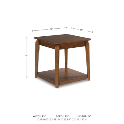 Signature Design by Ashley Trenmour Mid-Century Modern End Table with Lower Open Shlef, Light Brown