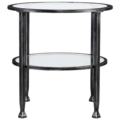 SEI Furniture Jaymes Round Glass Top Metal End Table in Black