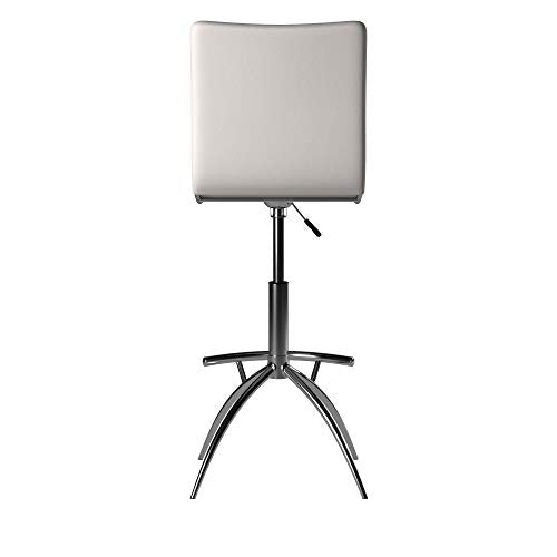 Minimalist Collection Height Adjustable Swivel Leatherette Bar Stool with Cushion and Gas Lift, Set of 2, White (S6049WH)