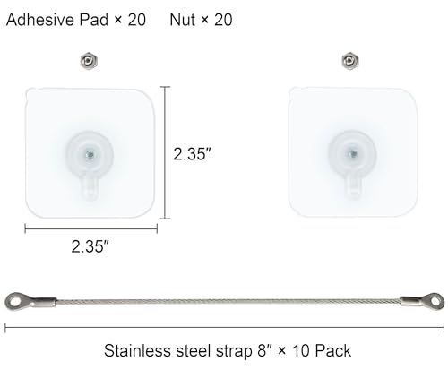10 Pack, 8 inches Furniture Anchors Kit for Baby Proofing, Adhesive TV Safety Straps Use to Prevent Falling and Anti Tip, No Drill Dresser Or Cabinet to Wall Anchors ()
