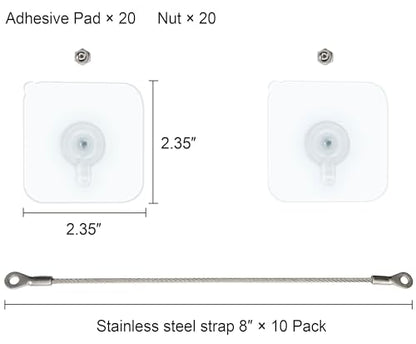 10 Pack, 8 inches Furniture Anchors Kit for Baby Proofing, Adhesive TV Safety Straps Use to Prevent Falling and Anti Tip, No Drill Dresser Or Cabinet to Wall Anchors ()