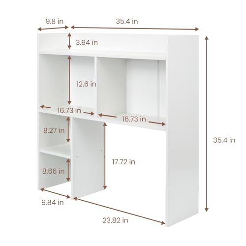 Desktop Bookshelf 36" Tall, White Desk Hutch for Dorm Computer Desk, view 3