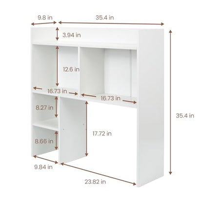 Desktop Bookshelf 36" Tall, White Desk Hutch for Dorm Computer Desk, view 3