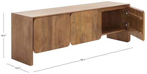 SAFAVIEH Couture Collection Grigorio Modern Brown Solid Wood 3-Door Sideboard, view 4