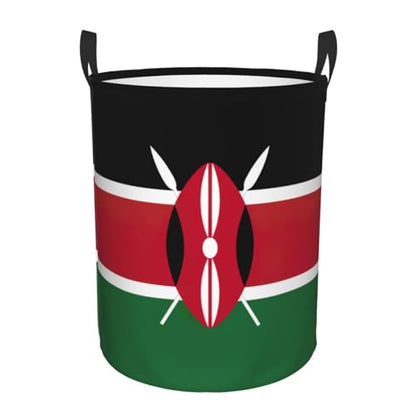 Flag Of Kenya Printing Personalized Circular Dirty Clothes Hamper-Standable Design Works In Bathroom & Closet