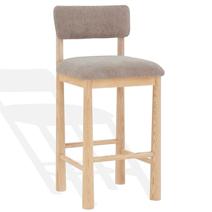 SAFAVIEH Couture Collection Wrenley Light Brown/Natural Boucle 30-inch Seat Height Bar Stool (Fully Assembled)