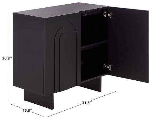 SAFAVIEH Furniture - Simi Media Stand for TVs up to 28" - Black Compact Entertainment Media Console - Storage Cabinet for Living Room, Bedroom (MED3119B)