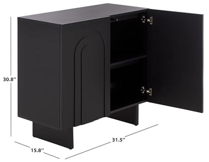 SAFAVIEH Furniture - Simi Media Stand for TVs up to 28" - Black Compact Entertainment Media Console - Storage Cabinet for Living Room, Bedroom (MED3119B)