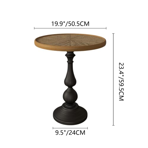 Simple Trending Small Side Table, Compact Accent Table,Solid Wood Columns, for Living Room, Bedroom, Office More,Natural Wood