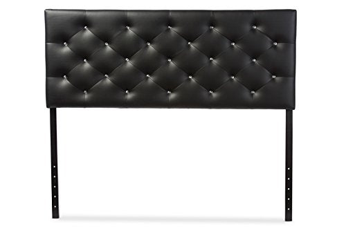 Viviana Modern and Contemporary Black Faux Leather Upholstered Button-Tufted Full Size Headboard