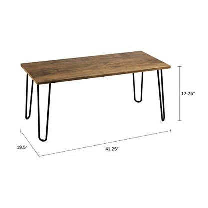 Coffee Table with Hairpin Legs - Modern Industrial Style Home Decor - Woodgrain-Look and Steel Accent Living Room Furniture (Brown)