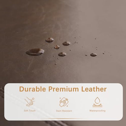 Faux Leather Storage Ottoman Bench 50.3 Inch Extra Long PU Upholstered Bedroom Bench with Large Storage Space for The Living Room, Entryway, Bedroom Hold Up to 300lbs (Brown)