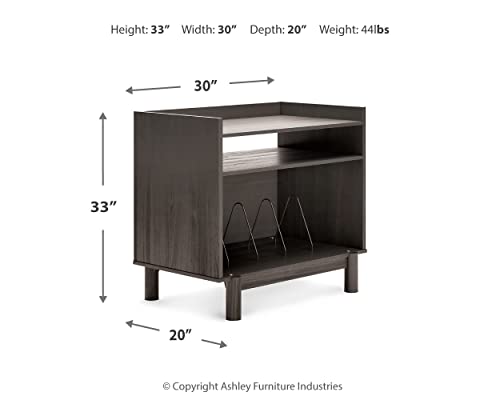 Signature Design by Ashley Brymont Mid-Century Modern Turntable Media Console, Dark Gray