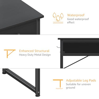DLisiting Computer Desk with Fabric Drawers for Home Office Bedroom, 40 Inch Small Gaming Desk with 2 Drawers, Study Writing Table PC Desks, Black