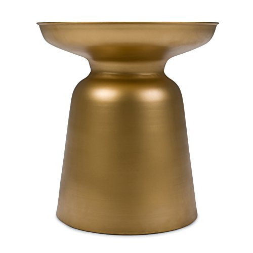 Toby 17" Wide Drum Iron Table in Gold, view 2