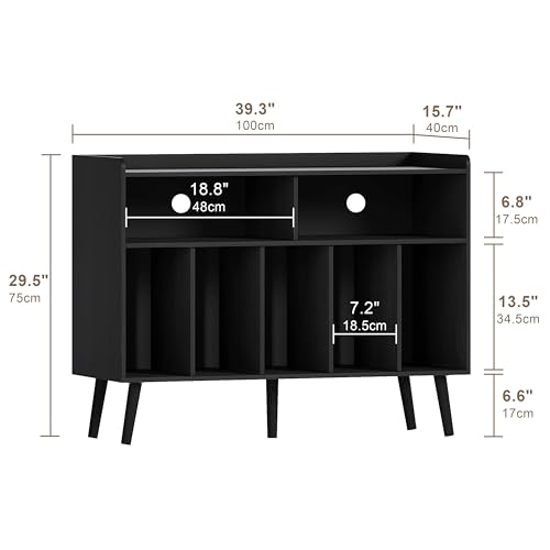 Record Player Stand, Turntable Stand, 2 Open Storage & 5 Shelves, view 4