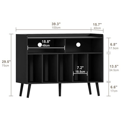 Record Player Stand, Turntable Stand, 2 Open Storage & 5 Shelves, view 4