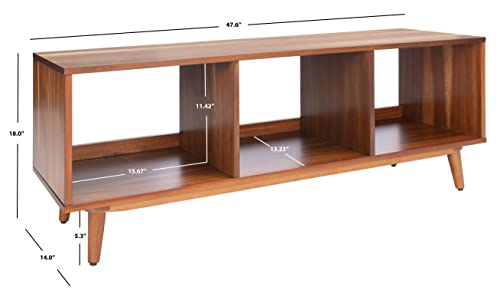 SAFAVIEH Cricket TV Stand for up to 55" Flatscreen – Natural Acacia, Open Shelf Design, Entertainment Media Console (MED5002A)