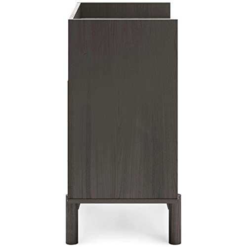 Signature Design by Ashley Brymont Mid-Century Modern Turntable Media Console, Dark Gray