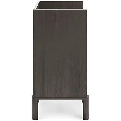 Signature Design by Ashley Brymont Mid-Century Modern Turntable Media Console, Dark Gray